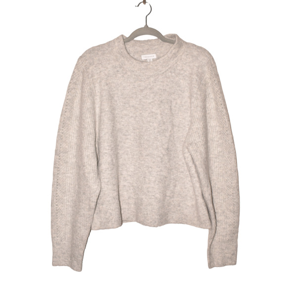 TOPSHOP NEW $65 Long Sleeve High Neck Pullover Sweater Gray Heather US Size 14 - Picture 1 of 3